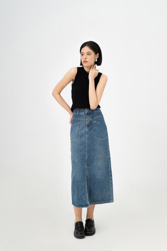 Denim Midi Skirt